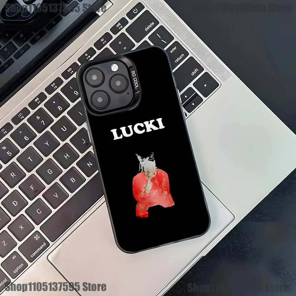 เคสโทรศัพท์ L-Lucki Rapper Gemini สำหรับ iPhone 17,16,15,14,13,12,11,Pro,XS,Max,Plus,Mini,SE4,E สีดำด้าน ป้องกันการกระแทก