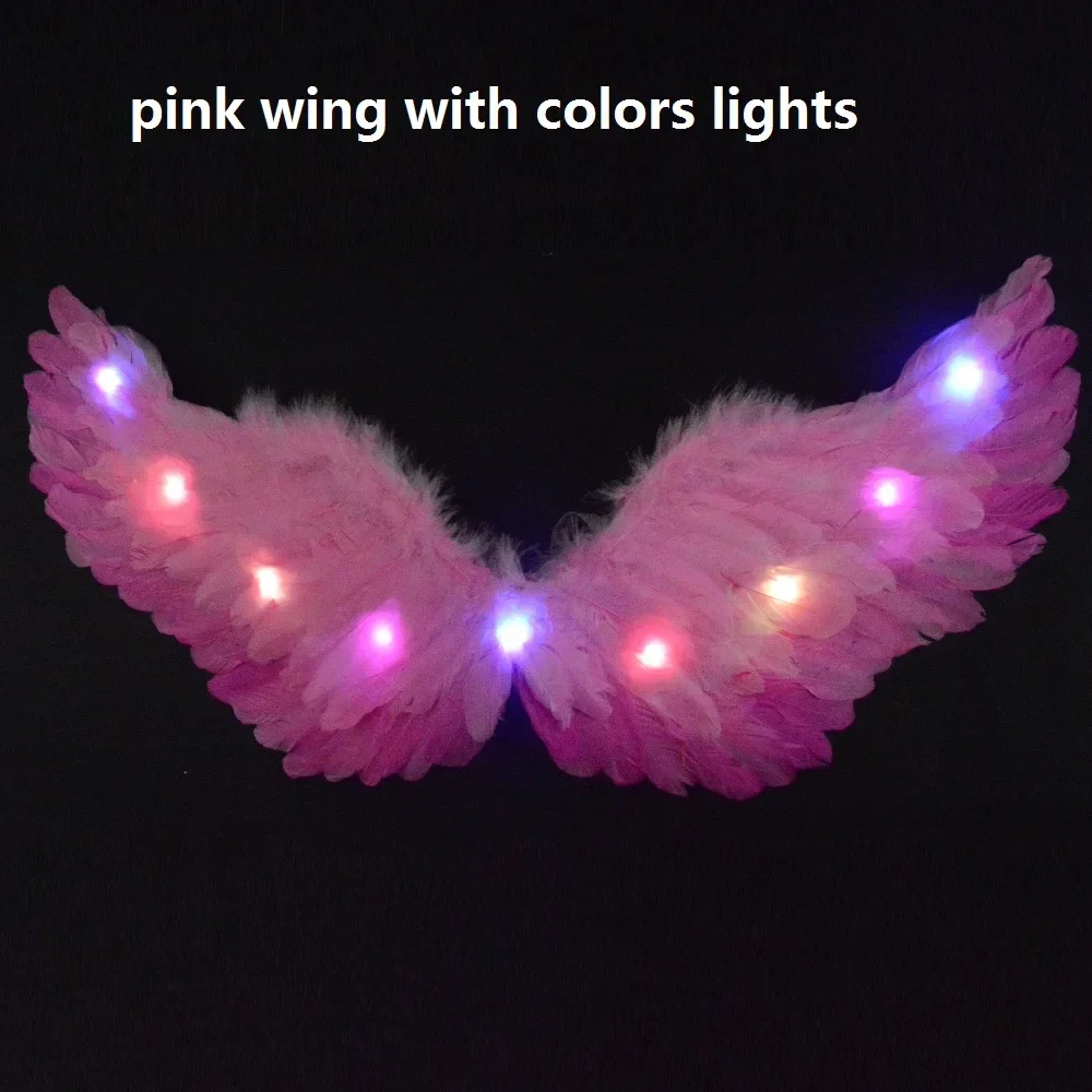 Halloween Luminous Glow LED Party Light Up Angel Feather Wing Photo Prop Costume Home Wall Decor Birthday Gift Wedding Christmas