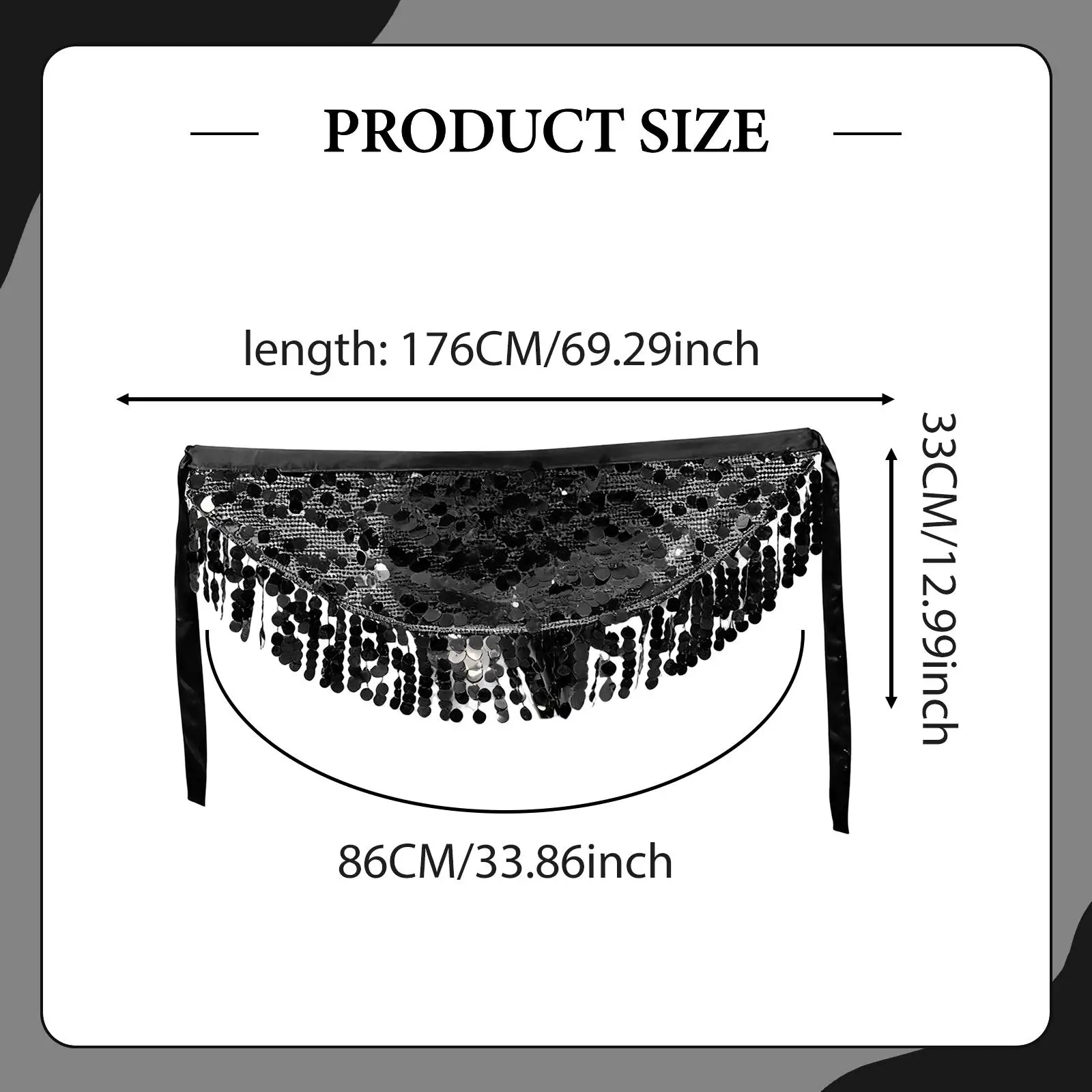 ผ้าพันเอวสำหรับเต้นระบำหน้าท้องแบบมีประกาย สำหรับการแสดงในงานบอลรูมและไนท์คลับ