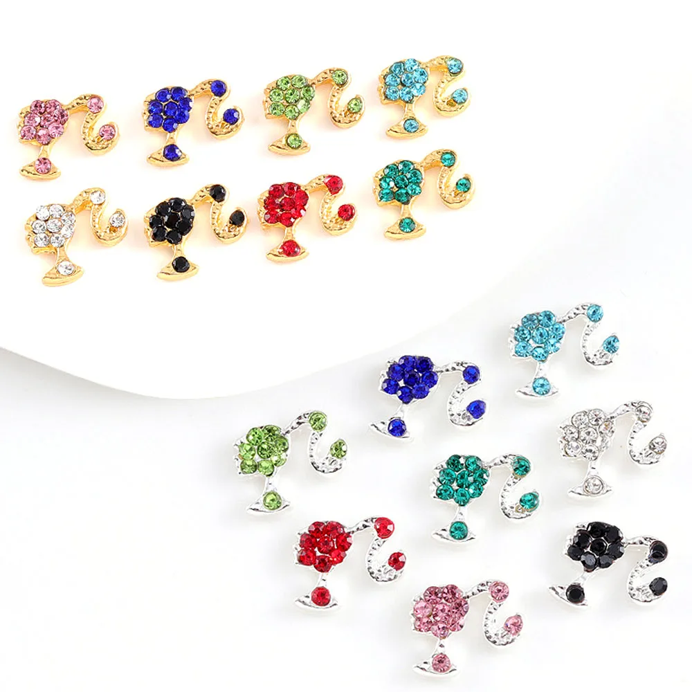 

10Pcs 3D Beauty Girl Nail Charms Crystal Rhinestones Gold/Silver 12*9mm Colorful Cartoon Girl Head Jewelry Nail Art Parts Bulk