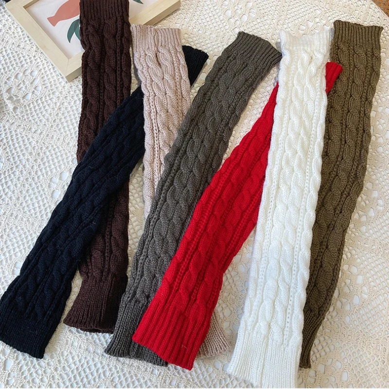 Long Fingerless Gloves Women Mitten Winter Arm Warmer Knitted Arm Sleeve Fashion Casual Soft Girls Clothes Punk Gothic Gloves