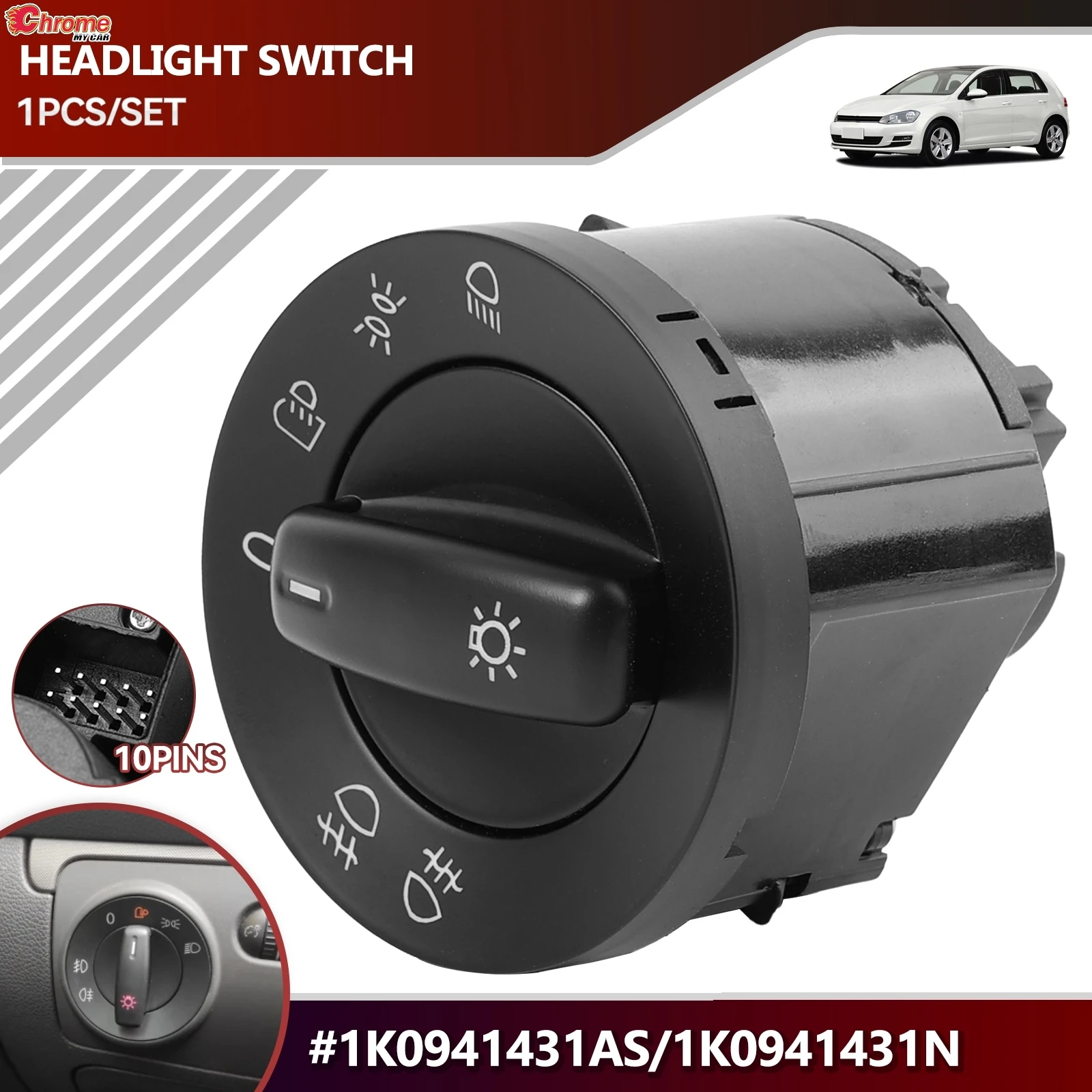 Car Headlight Switch Lamp Knob Control Switch For VW Volkswagen CC Golf 5 6 Caddy JETTA GTI Passat Touran 1K0941431N 1K0941431AS