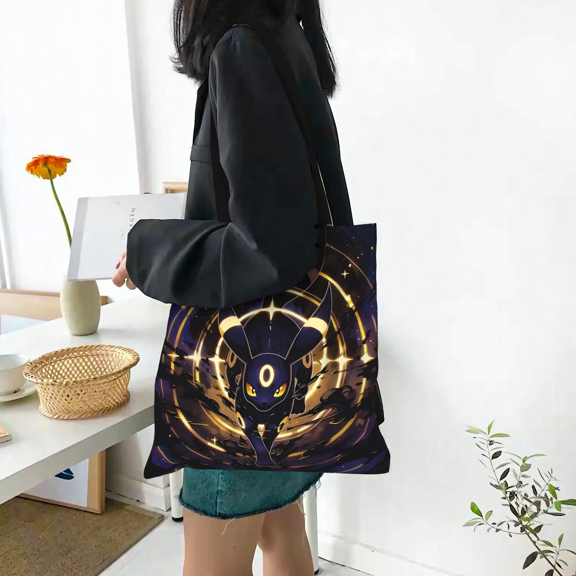 Customized Pokemon Theme Women's Bag Campus Handbag Large Capacity  Canvas Tote Bag Foldable Chic Pattern