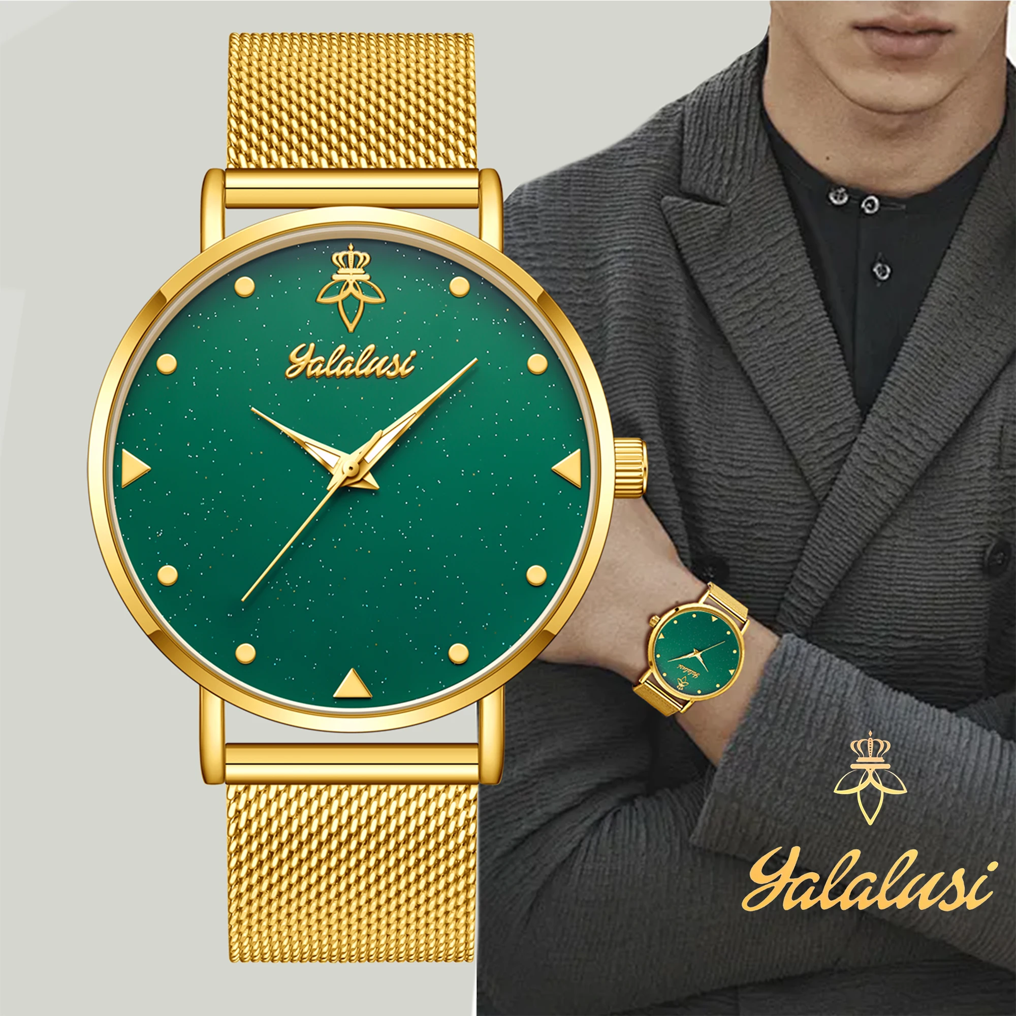 ساعة كوارتز رجالية كاجوال من YaLaLuSi بتصميم بسيط من الفولاذ المقاوم للصدأ تتضمن صندوق ساعة وتغليف هدية للرجال #5