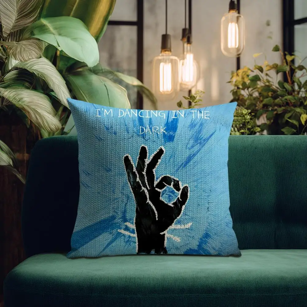 Ed Singer S-Sheeran Pillow Case Natural Linen Organic Fabric Double-Sided Printing Breathable Perfect for Home Decor