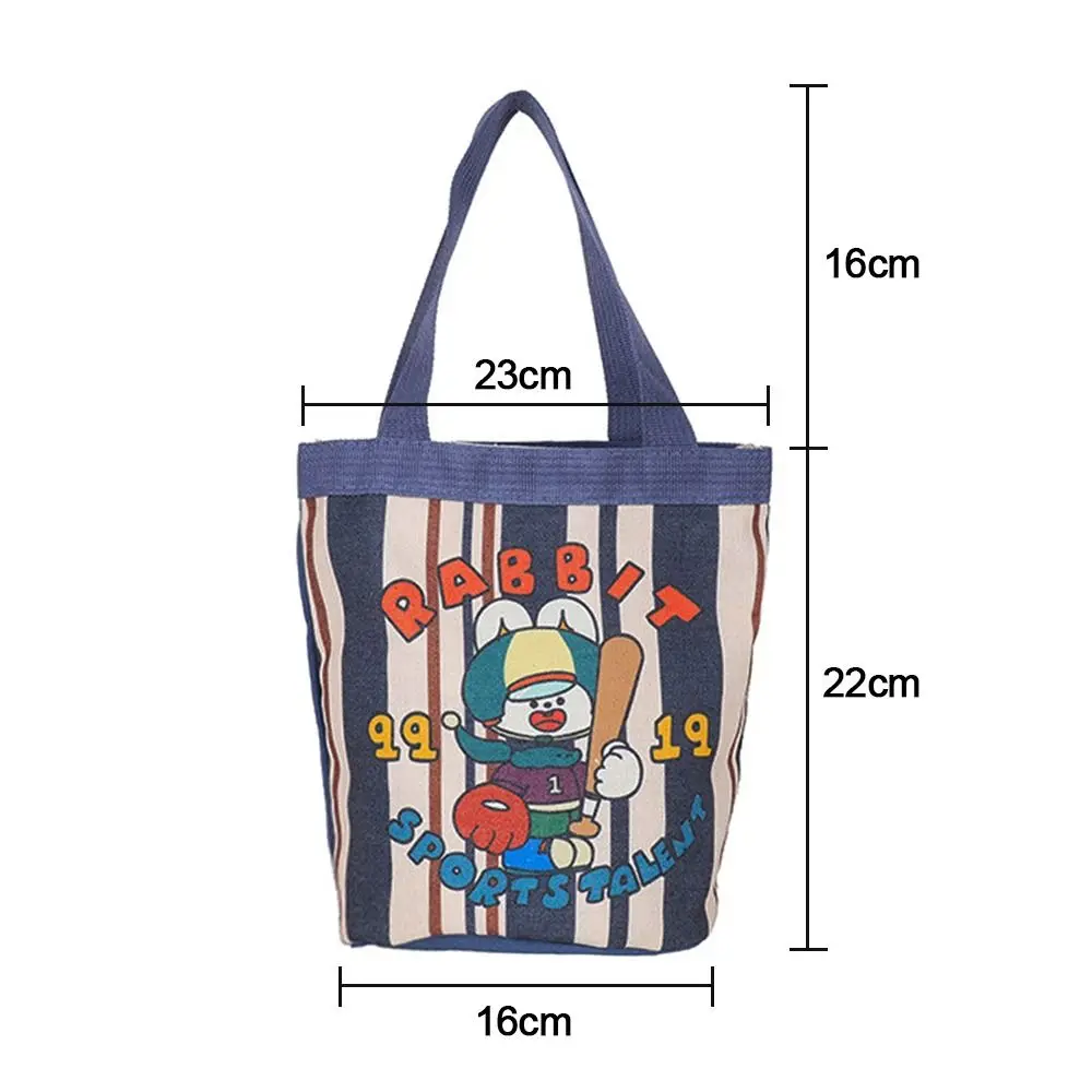 Women Handbag Lovely Cartoon Printed Bucket Bag Portable Cylinder Bag Canvas Tote Bag Students Carry Lunch Bags for Girls