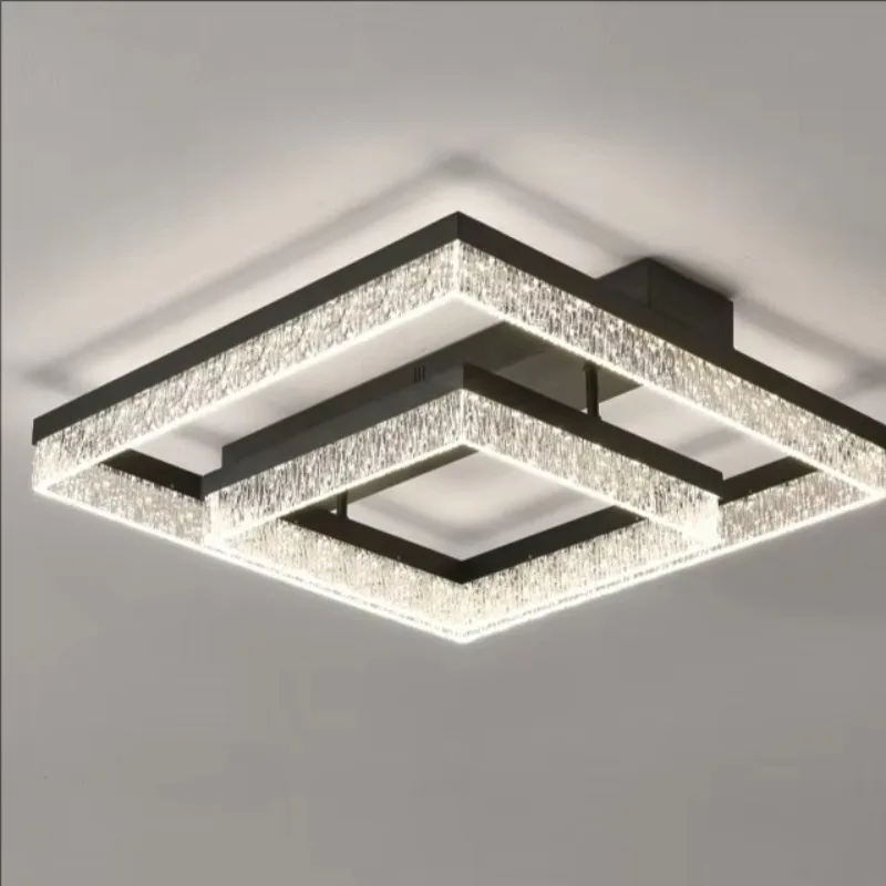 Morden Light Luxury Living Room Ceiling Light Minimalist Creative Design Rectangle Ice Crackle Eye protection Hall Master Lamp