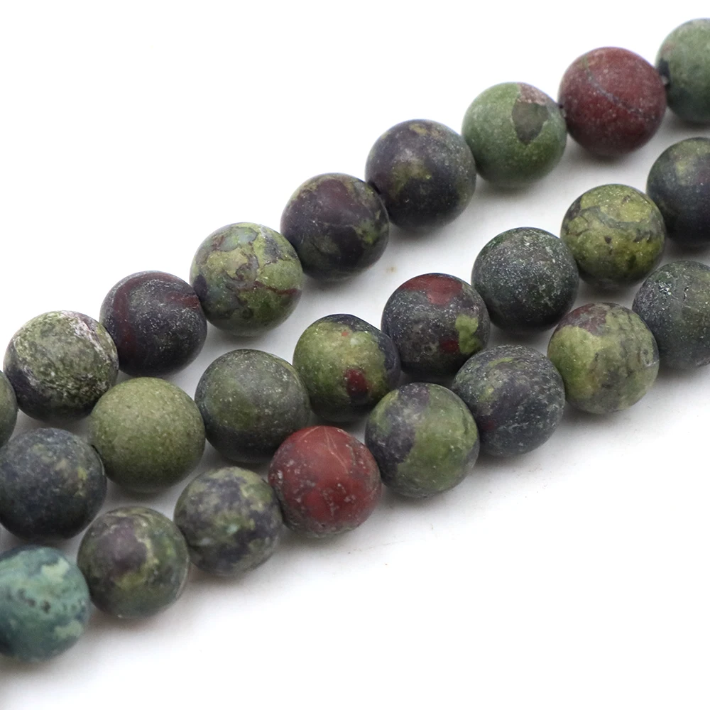 4-6-8-10mm Natural Stone Dull Polish Dragon Blood Jasper Matte Loose Beads for Jewelry Making DIY Bracelet Necklace Spacer Bead