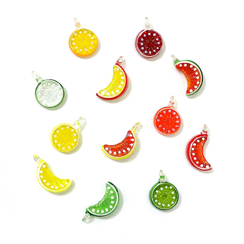 

6Pcs Tiny Glass Fruit Charm Pendant Cute Mini Lemon Orange Slice Ornaments Fashion Diy Women Jewelry Earrings Making Accessories