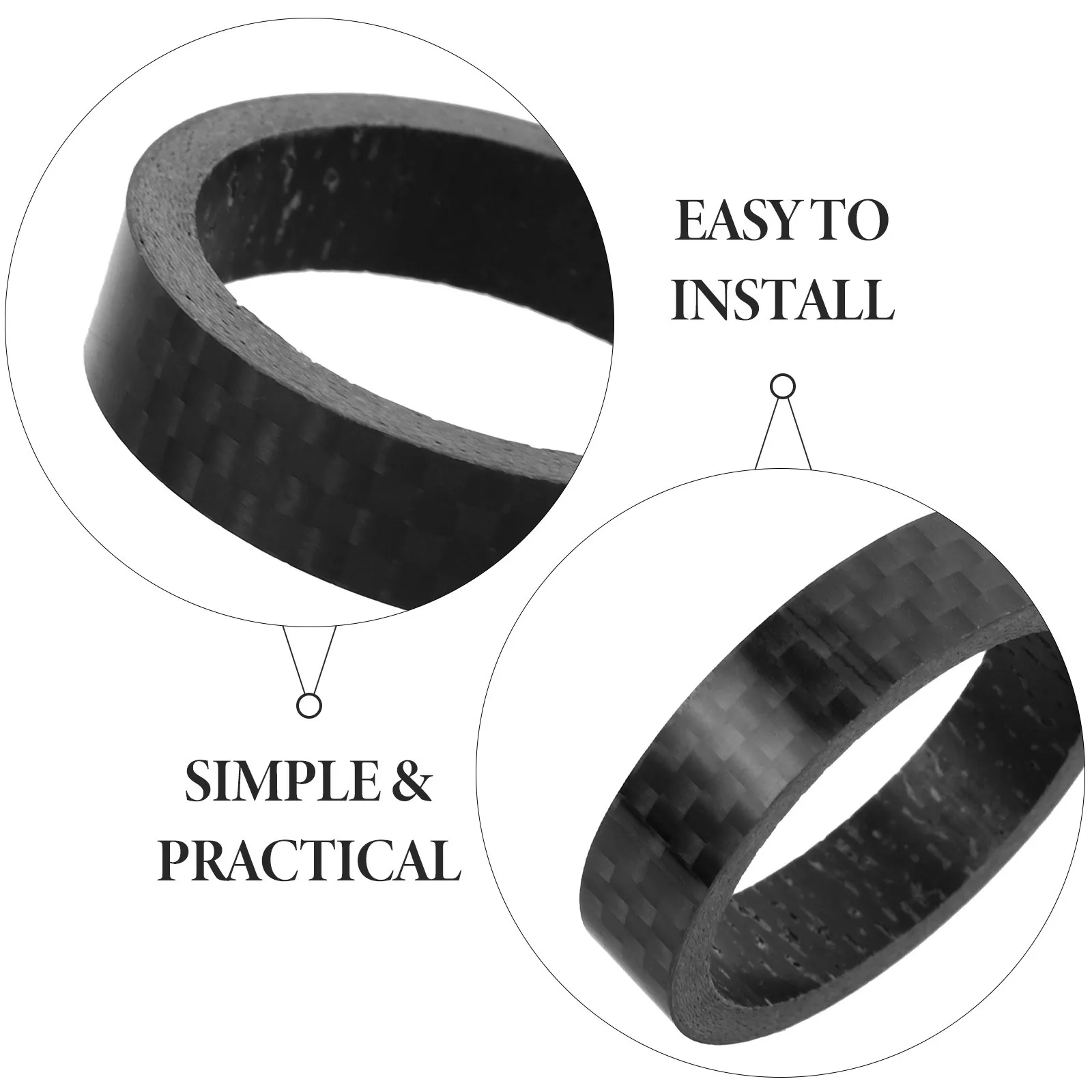 6 قطع من فواصل جذع سماعة الرأس من ألياف الكربون للدراجات الجبلية على الطرق، ملحقات ركوب الدراجات البديلة خفيفة الوزن وقوية #4
