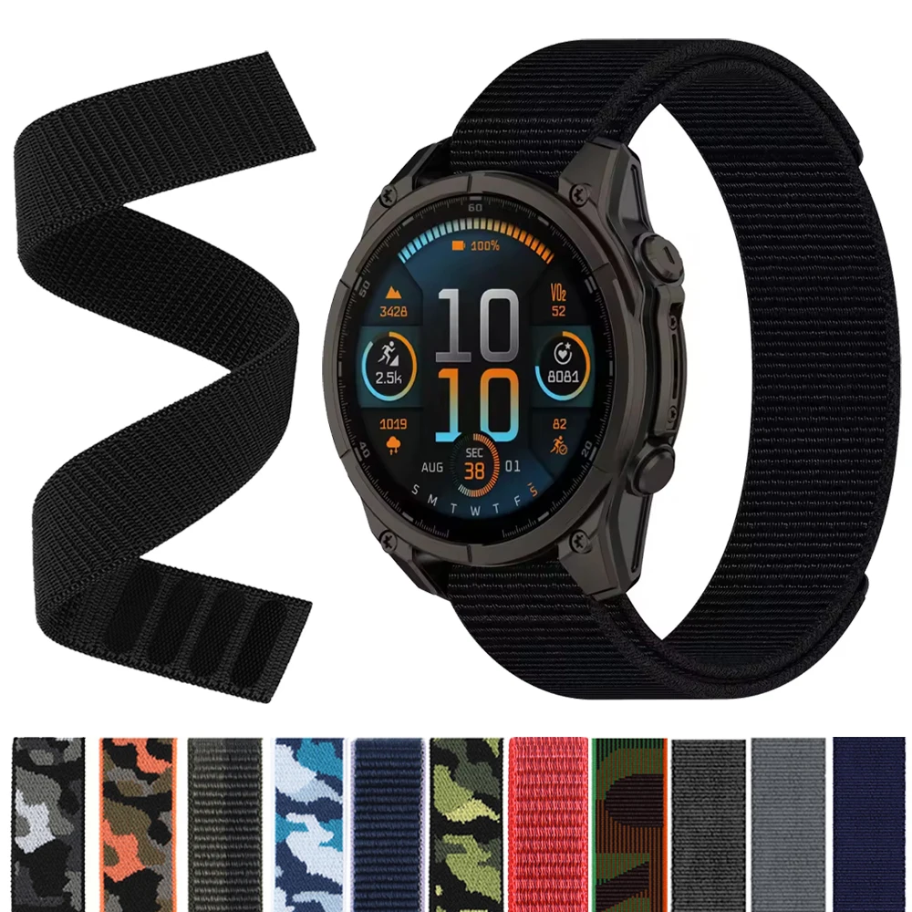 26mm 22mm Klettverschluss-Nylonarmband für Garmin Fenix 8 8Pro 6X 6 Pro 5X 5 7X 7 Epix Forerunner 970 965 955 Uhrenarmband