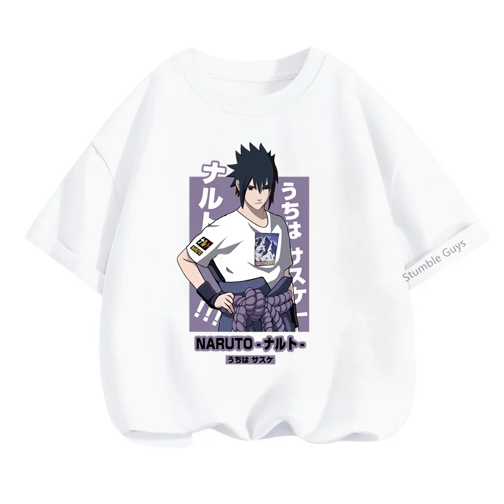 2024 New Japanese Anime Narutos Printed Short Sleeve T-shirt Boys and Girls Summer Casual 3-14 Year Children's Tops Teen Tee