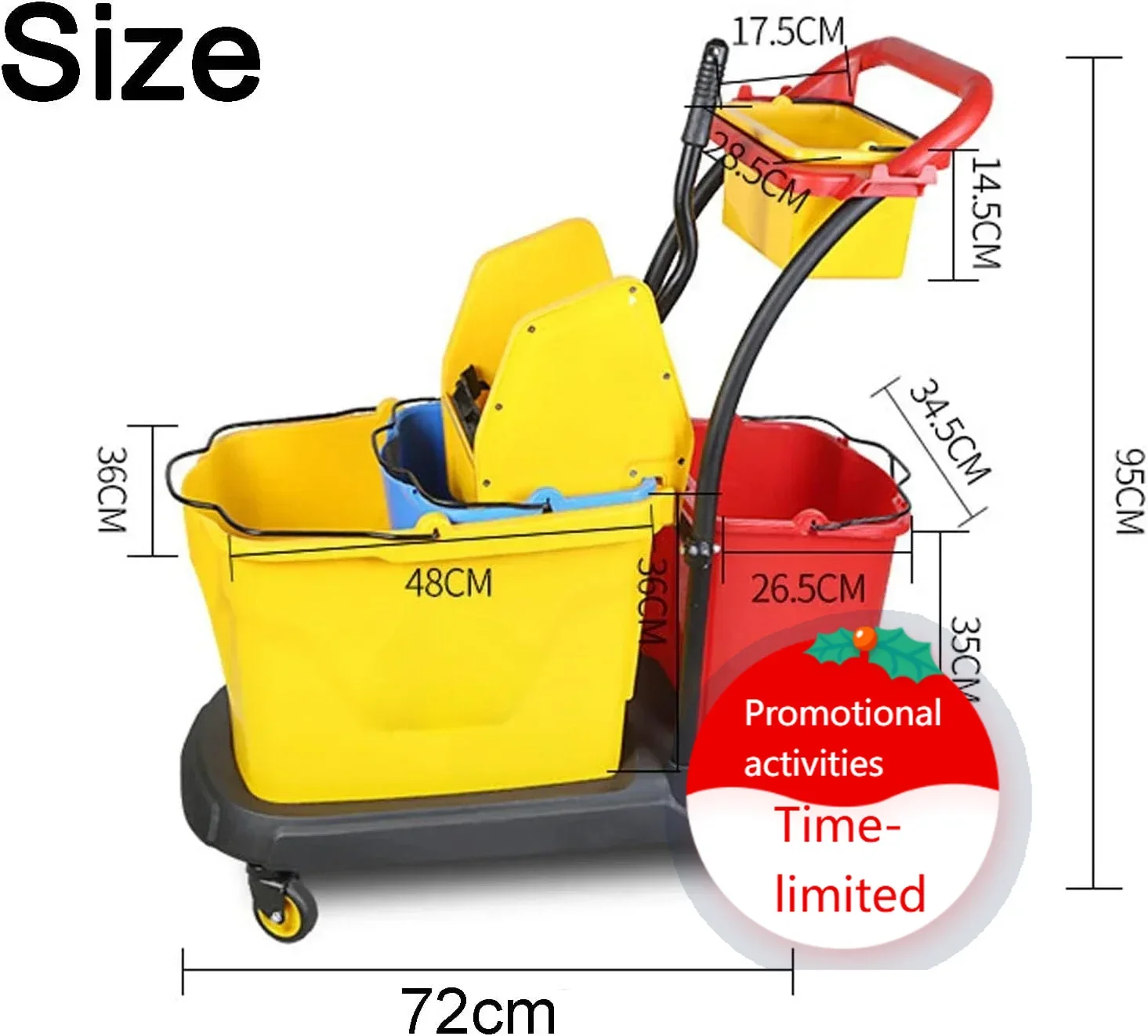 

Хит продаж: Двухсекционное ведро для уборки Hotel Home 35 л с фильтром для воды и сепаратором, 72*40*95 см, тележка для уборки, ведро для мытья.