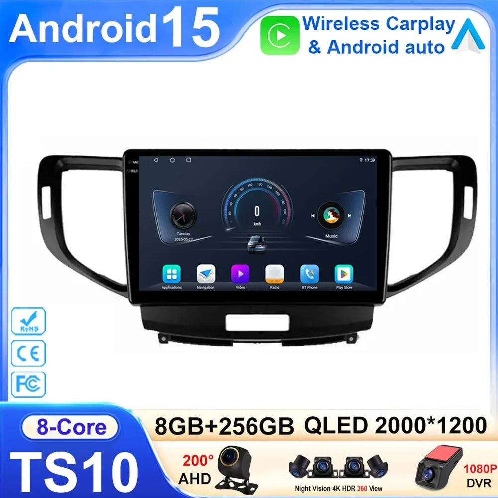 

Auto Player Android 15 For Honda Accord 8 2008 - 2012 Head Unit Carplay Radio Navigation Multimedia Screen Cam Dash BT WIFI