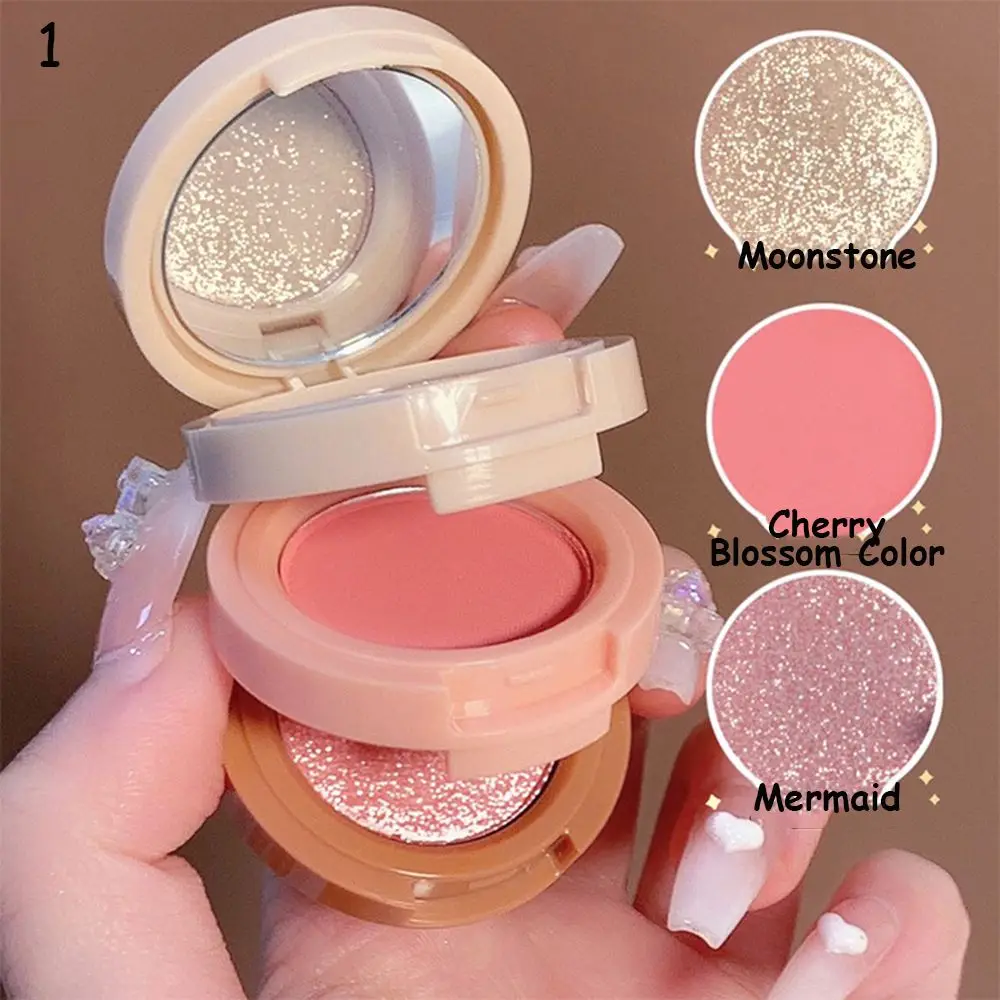 1 paleta de Maquillaje facial multifuncional brillante con rubor nacarado resistente al agua, paleta de rubor resaltador, Cosméticos femeninos, sombra de ojos mate