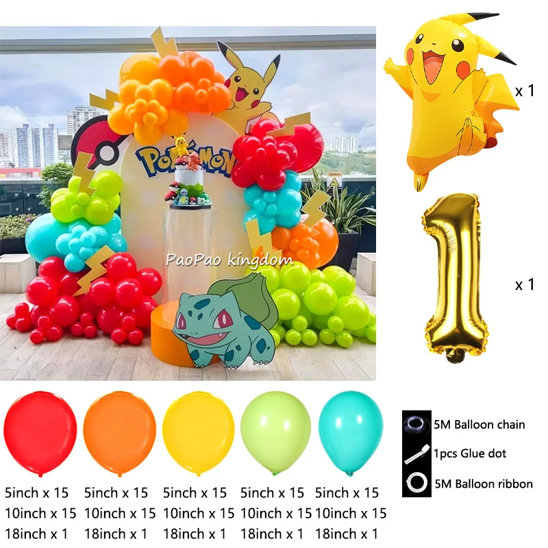 Liebliches Pikachu-Themen-Ballon-Dekorationsset Cartoon-Folienballons Blitzballon-Set Kindergeburtstags-Party-Deko-Zubehör – Detail 1
