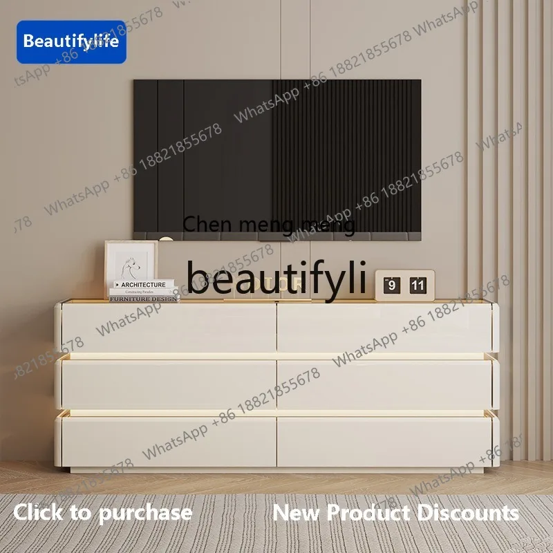 cqy New TV cabinet High light luxury high sense bucket cabinet Ultra-thin storage small narrow cabinet