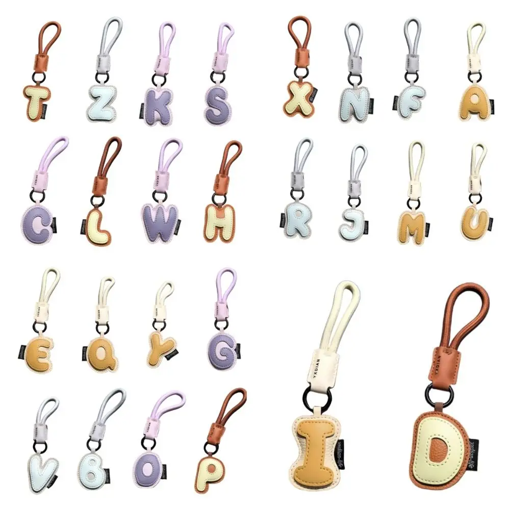 الحلو 26 رسالة حقيبة سلسلة مفاتيح معلقة السحر بولي Leather الجلود الأبجدية مفتاح حامل سيارة كيرينغ الحلي محظوظ قلادة بحرف الصبي #5
