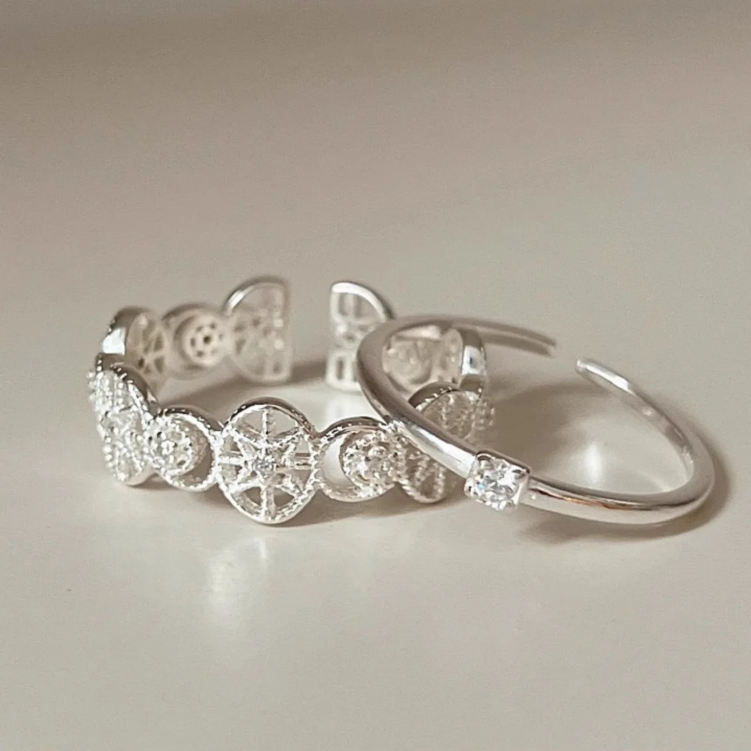 

925 Sterling Silver Rings for Women Couple Minimalist Handmade Simple Flower Zircon Ring Fine Jewelry Gift Prevent Allergy