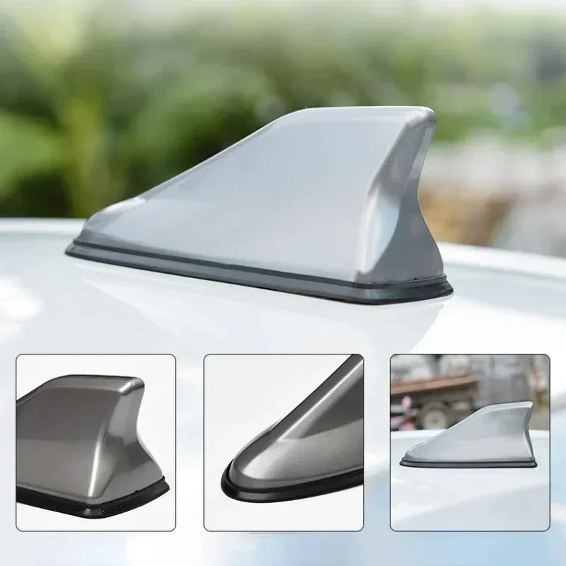 AM FM Antenna Signal Amplifier 16cm Universal Carbon Fiber Exterior Car Roof Mounted Shark Fin Antenna Top Automatic Radio