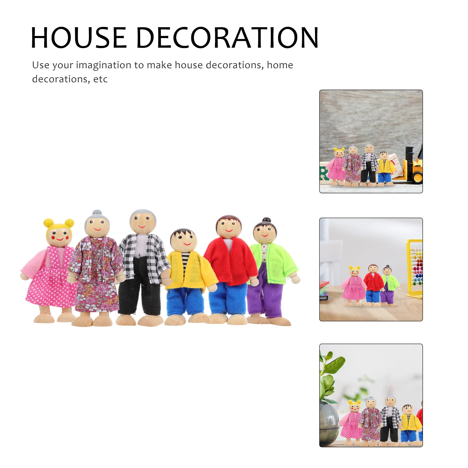 6 PCS Miniature House Figures Imaginative Play Toy Miniture Decoration Small Toys Natural Dolls