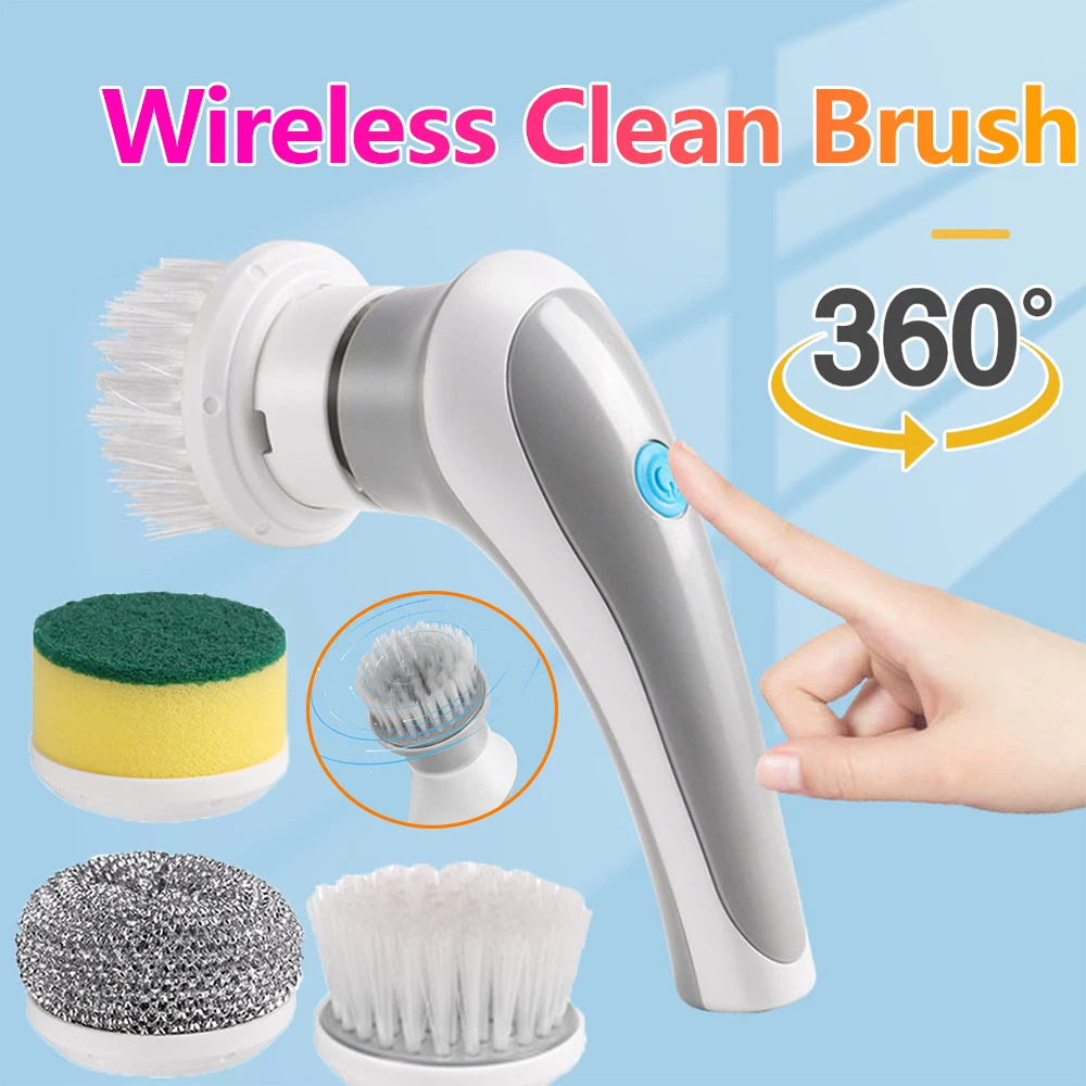 Electric Spin Cleaning Brush with 3 PCS Heads Cordless Portable Scrub Brush Handheld Scrubber Suitable for Bathroom Kitchen Tool