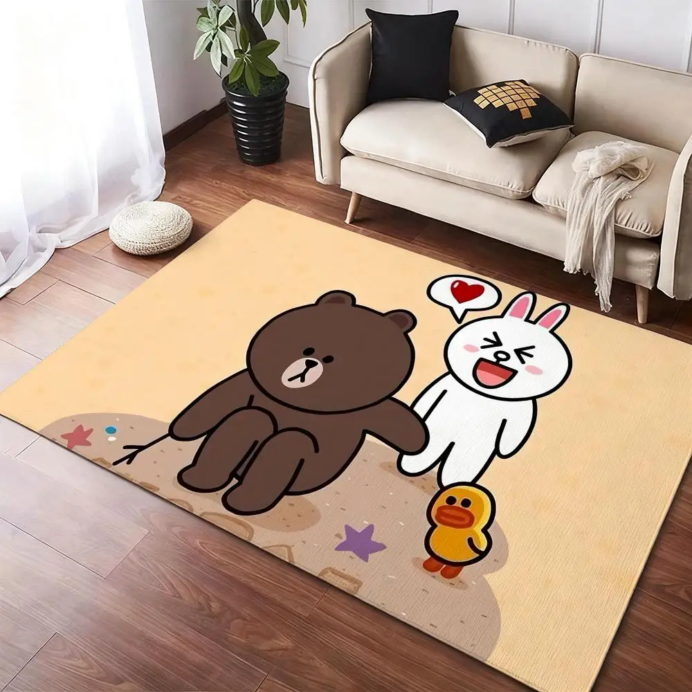 B-Brown And C-CONY Floor Mat Flannel Rugs Cozy Plush Thickened Soft Warm Winter Floor Mat Non Slip Living Room Home Indoor Use