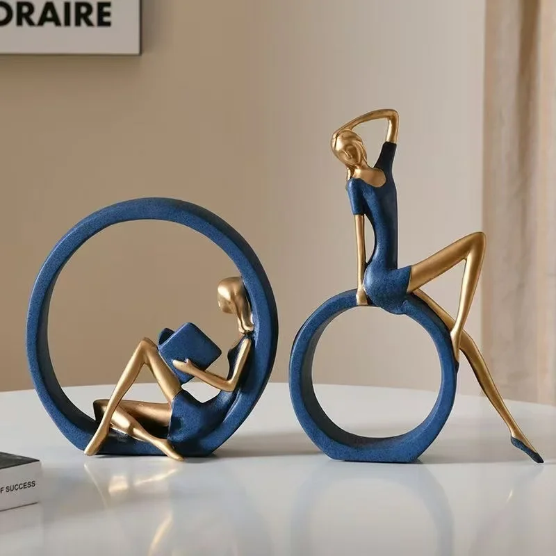 

2 шт., статуя девушки для чтения в порядке, художественная фигура, скульптура из смолы, домашняя гостиная, рабочий стол, книжная полка, украшение для винного шкафа, ремесла