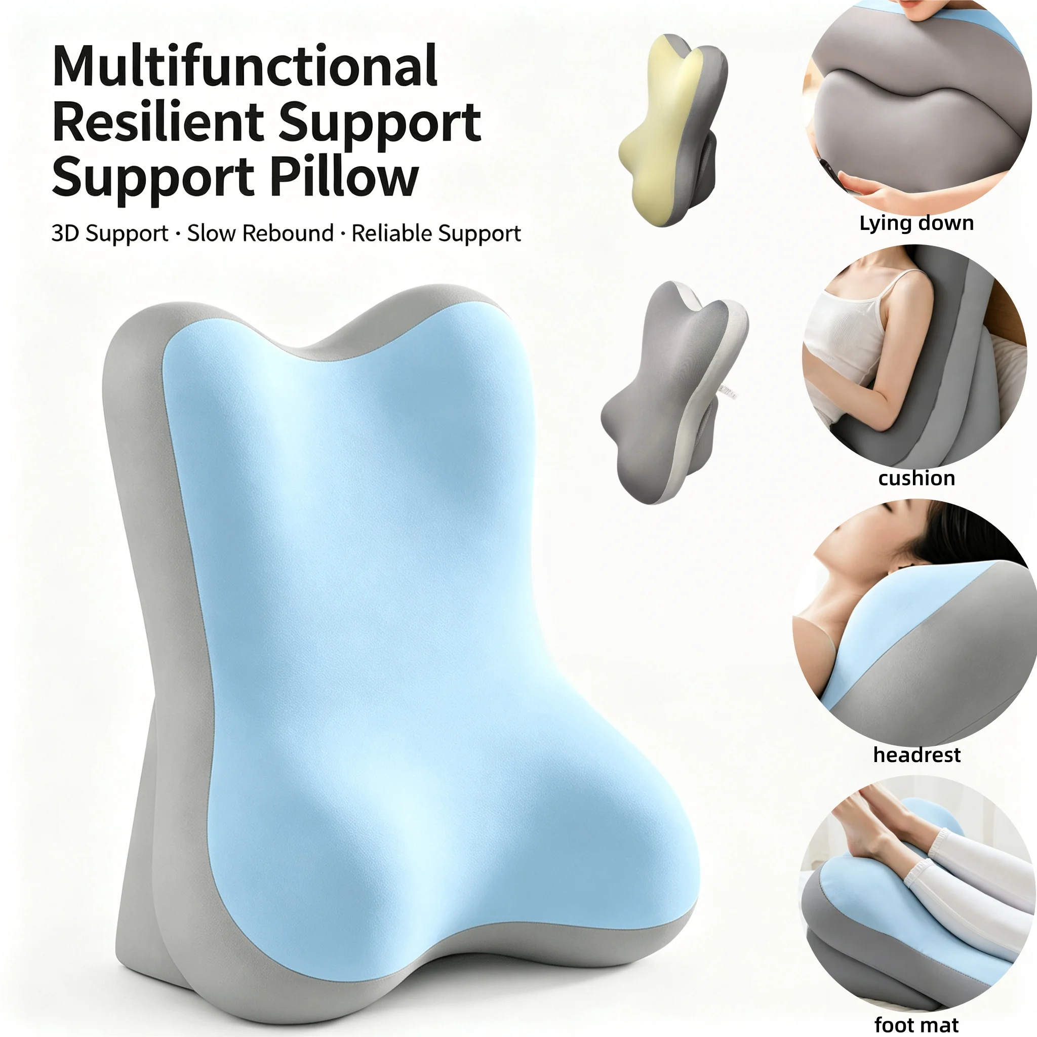 Multifunctional Bed Cushion Sedentary Pressure-Reducing Lumbar Pillow Detachable Height-Adjustable Comfortable Support for Home