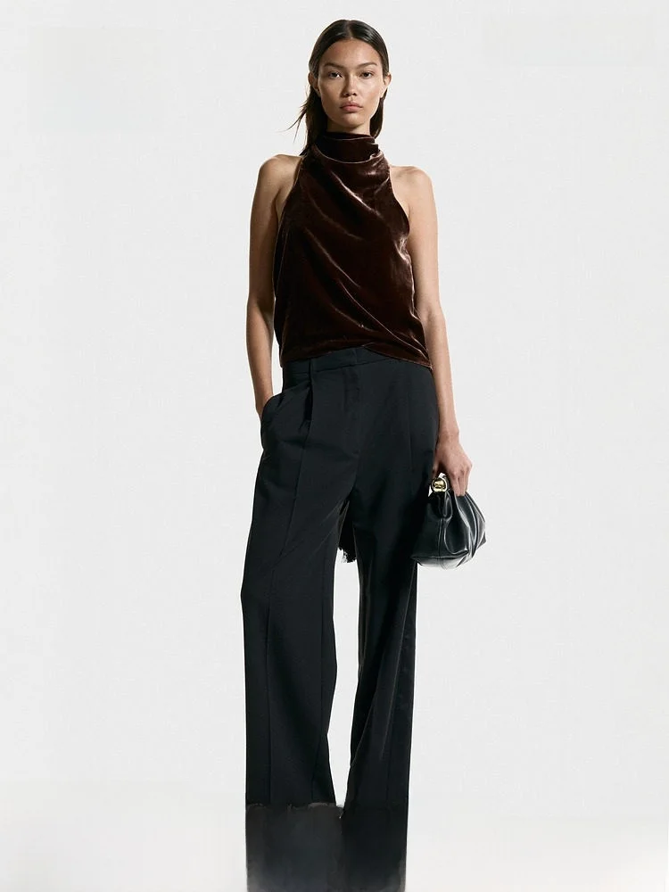 

Ele Spring Women's Velvet Ne Hanging Top H&M 32068 Nylon Rayon Fiber Blend Regular Length for Parties