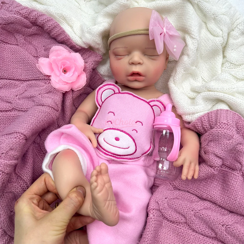 18Inch Emotional Support Doll Full Soft Weighted Silicone Reborn Girl with Realistic Feel Newborn Doll for Alzheimer's Gift