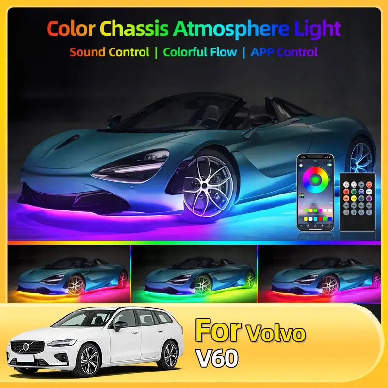Светодиодная декоративная атмосферная лампа шасси автомобиля, водонепроницаемая гибкая лампа для Volvo V60 V90 CX60 CX90 S60 S90 2005-2014 V40 V50 XC40