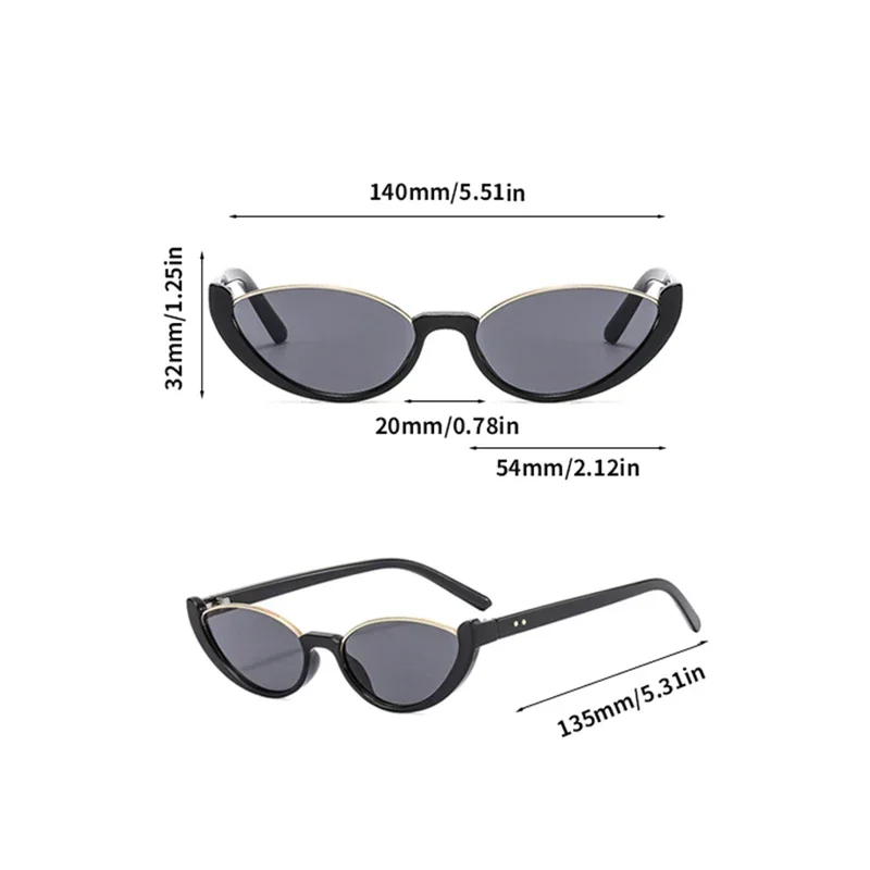 Gafas de sol estilo ojo de gato pequeñas Vintage para mujer, gafas de sol de media montura a la moda, diseño de moda para mujer, gafas de sol para exteriores UV400