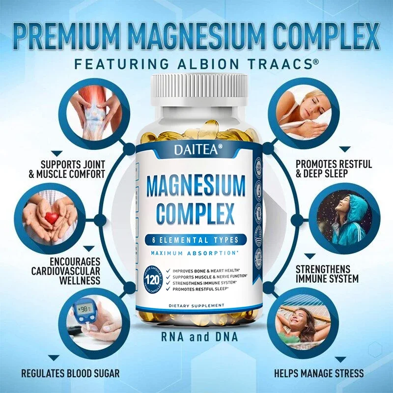 Kapsul Magnesium kompleks-Magnesium malat antioksidan Glutathione sirkulasi darah, tidur, suplemen stres