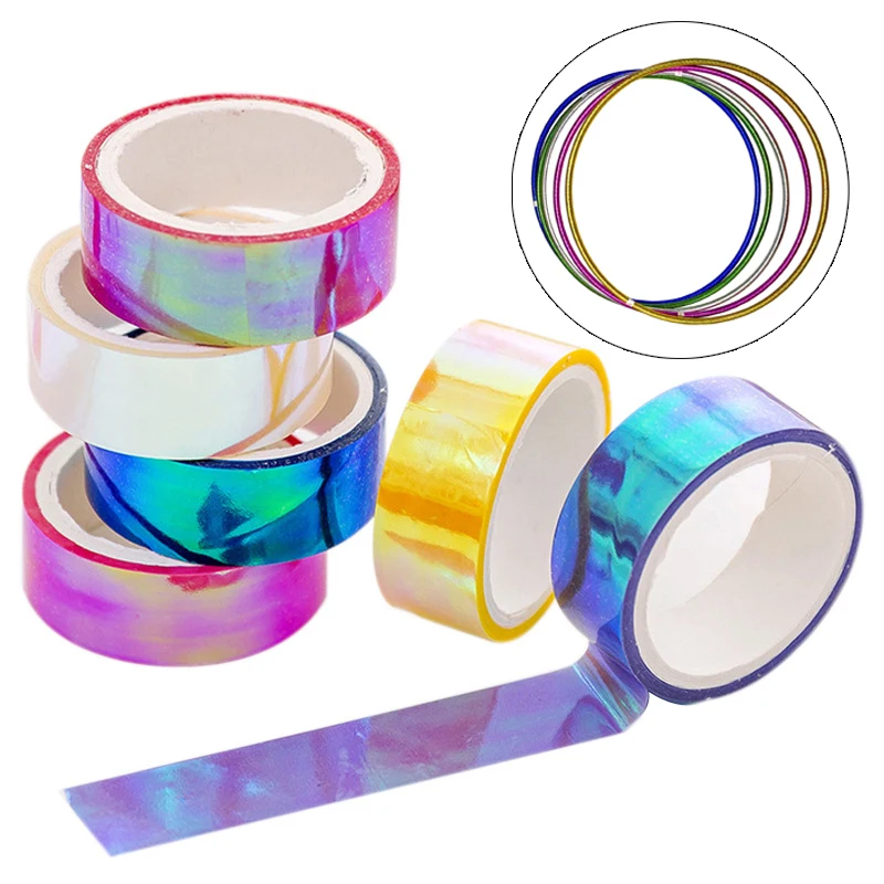 1PC 500cm Holographic RG Prismatic Glitter Tape Hoops Stick Rhythmic Gymnastics Ring PE Decoration Creative DIY Scrapbooking