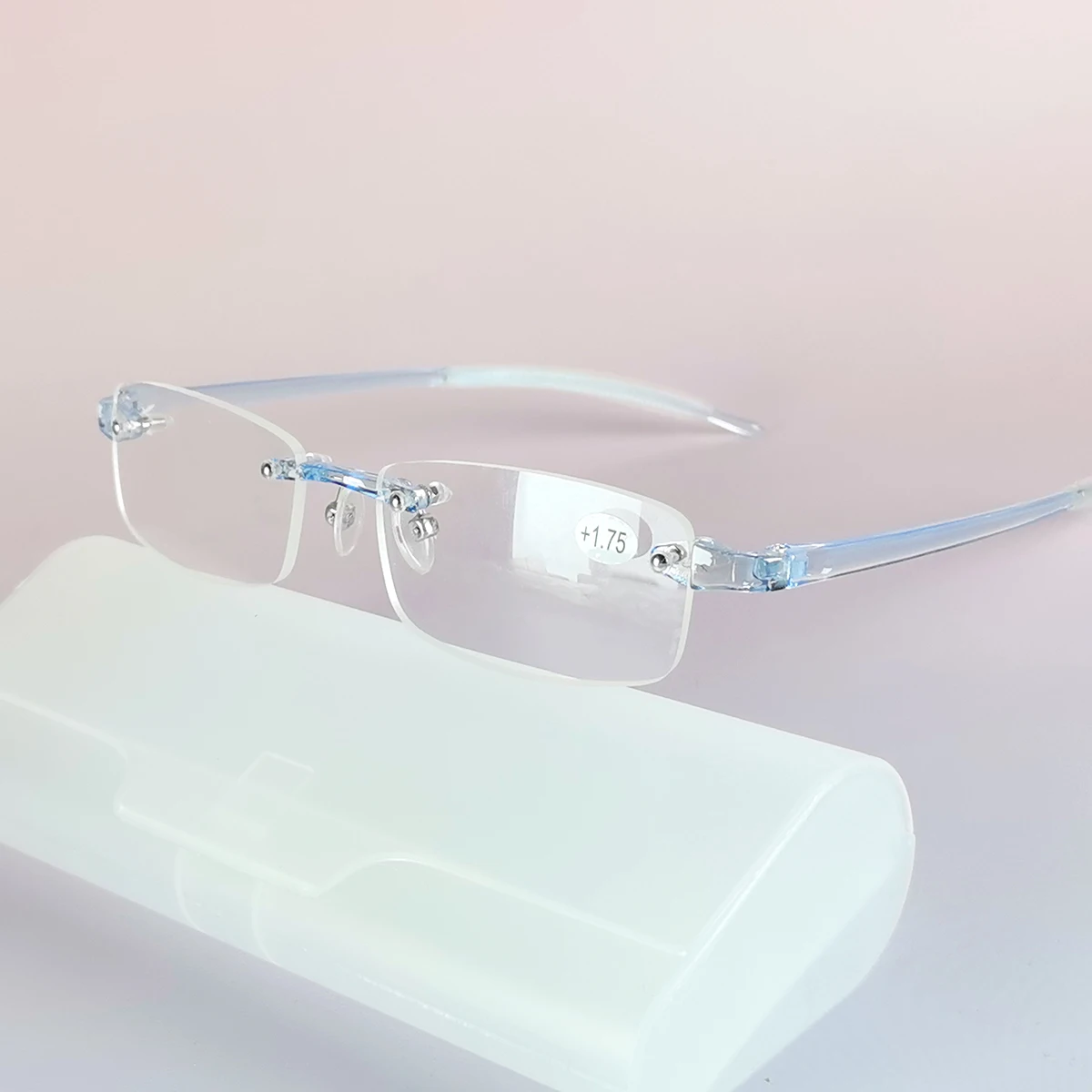 Flexible TR90 Women Reading Glasses Frameless Men Magnifier Blue Presbyopic Eyewear +0.5 +0.75 +1 +1.25 +1.5 +1.75 +2 ~ +4