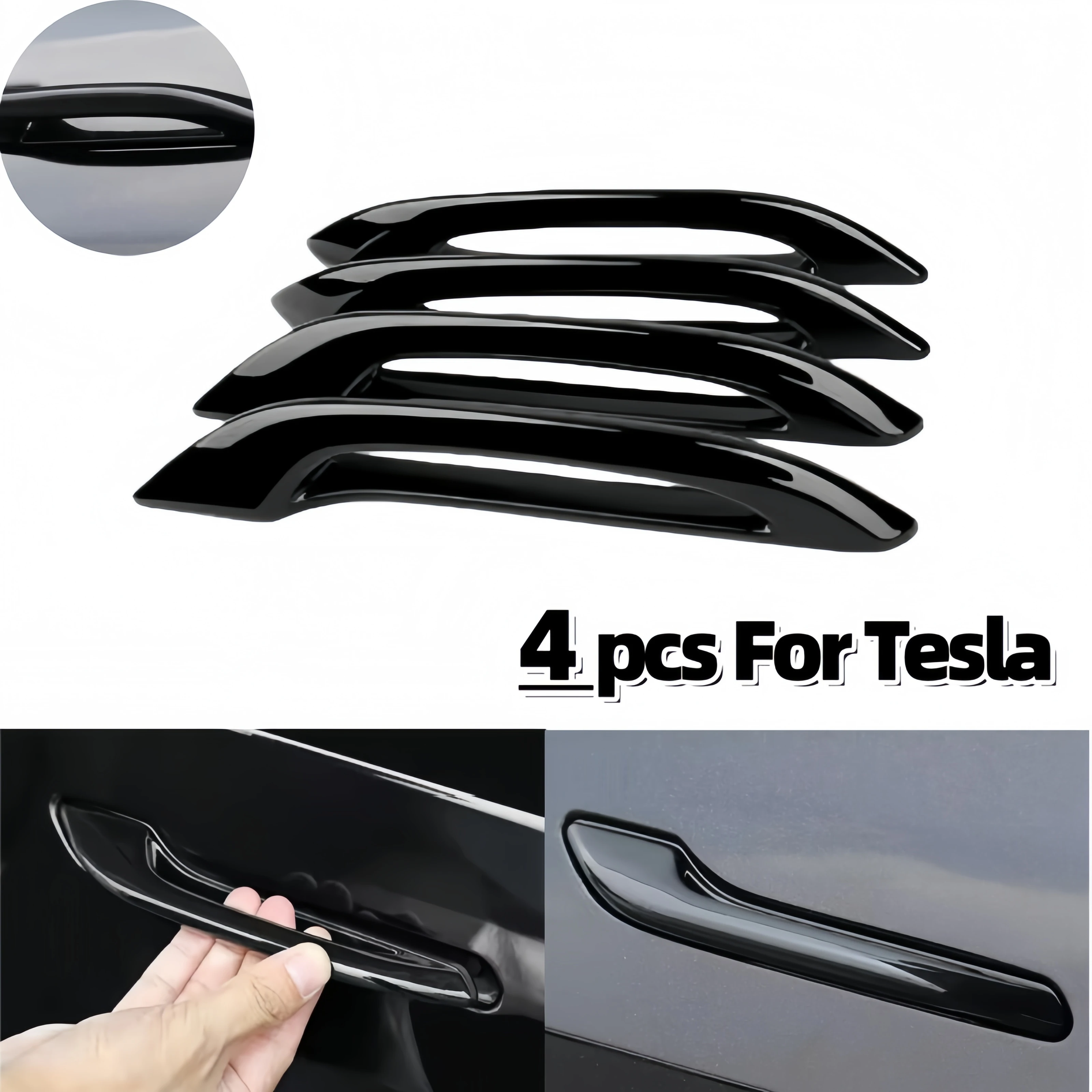 Capa Antigelo para Maçaneta de Porta Tesla Model 3 Y, 4 Peças, ABS, À Prova de Gelo, Substituição Universal para Veículos 2017-2024