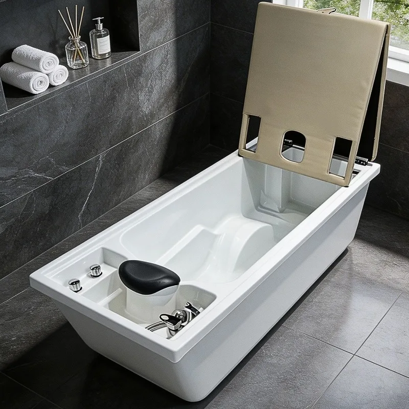 Multifunctional shampoo bathtub integrated SPA health center rubbing back bathtub acrylic bucket thickened bathtub 1.86m