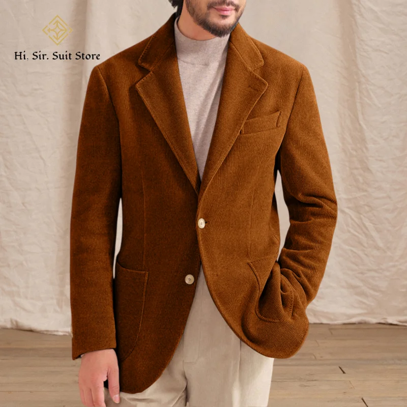 

American-style Vintage Casual Blazer Heavyweight Amekaji Tweed British-Style Suit Jacket Men's Corduroy Spring/Autumn Edition