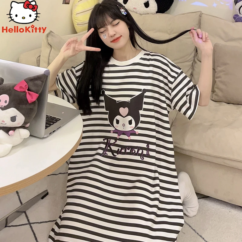 Kuromi Nachthemd Sanrios Anime Kawaii Sommer mode lose lässig süß süß girly Nachthemd schwangere Frau Nachthemd Geschenk