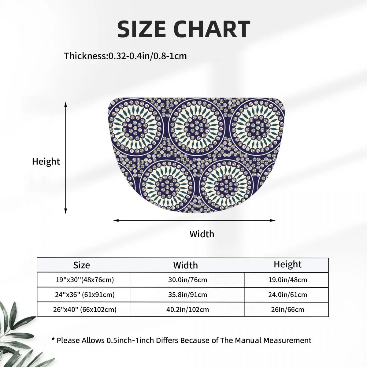 Boleslawiec Ceramics Soft Flannel Half Round Doormat Non Slip Bathroom Mat Absorbent Floor Carpet for Home Bedroom