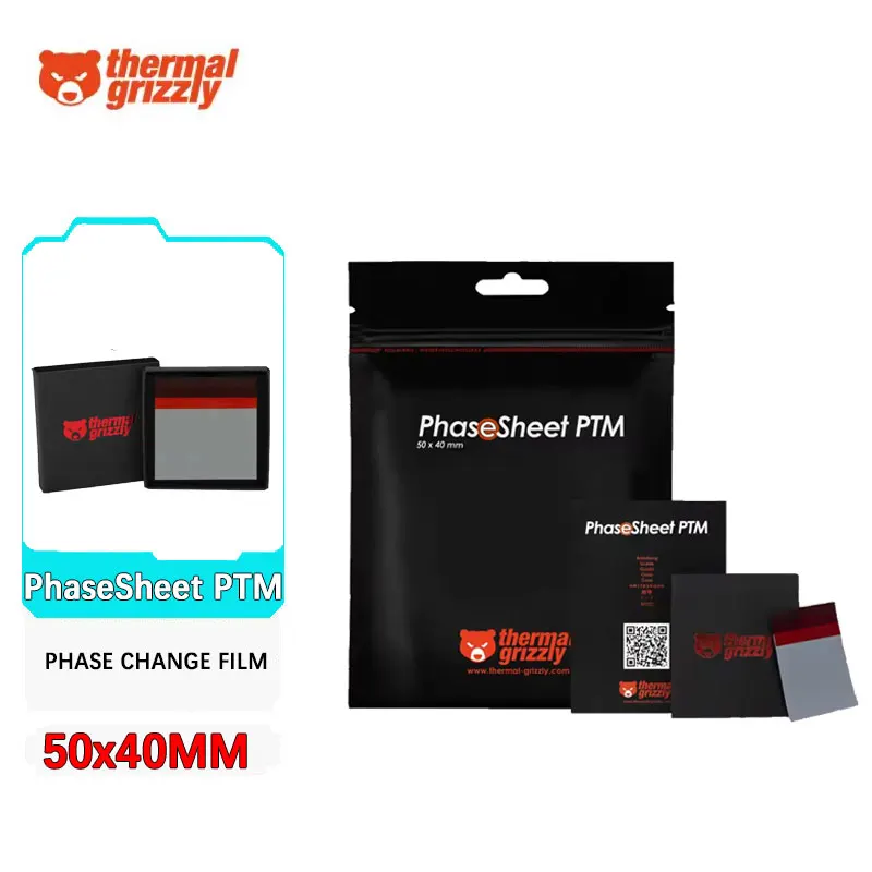 Thermal Grizzly PhaseSheet PTM Phase change silicone grease sheet Cooling Pad Sheet Laptop CPU GPU Silicone Grease Pad 50x40MM