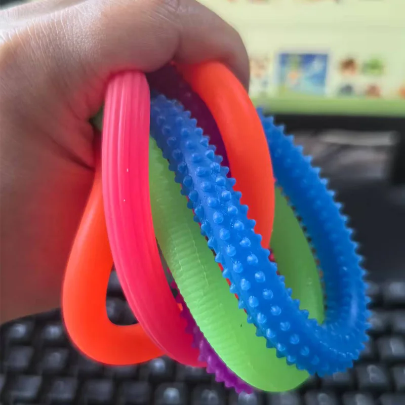 6 個大サイズフィジェットヌードルテクスチャ感覚伸縮性ストリング ADHD 自閉症スクイーズリリース不安子供のためのストレスリリーフおもちゃ
