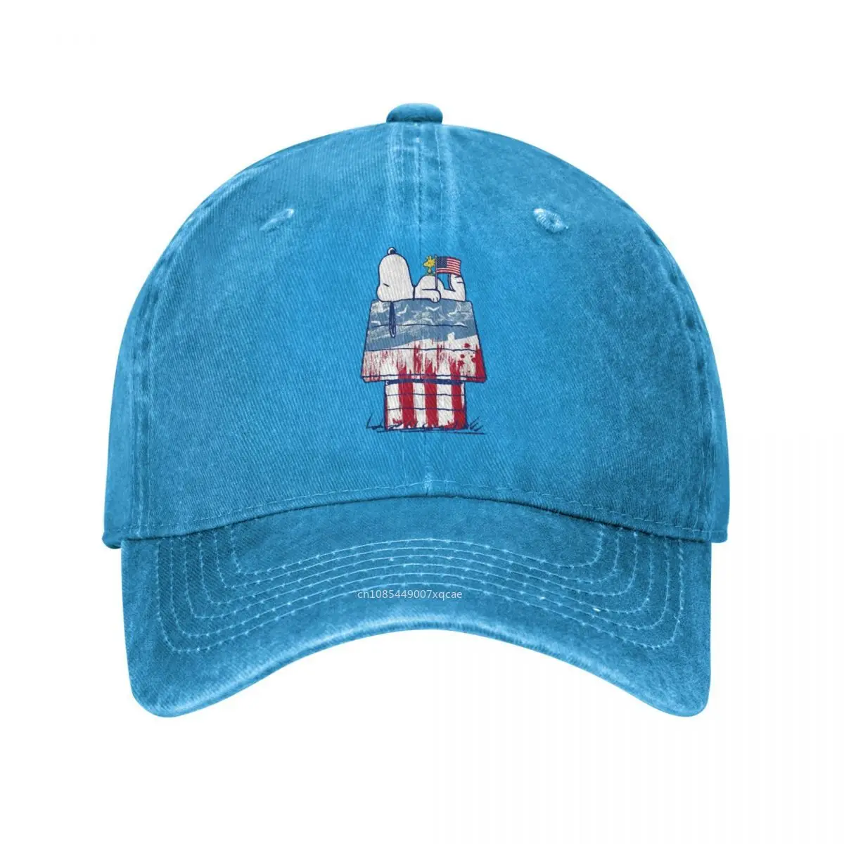 Vintage Peanuts USA Wood House Snoopy Baseball Caps Men Women Distressed Denim Sun Cap Outdoor Summer Adjustable Fit Hats Cap