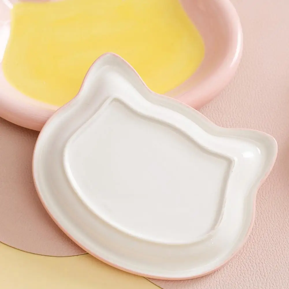 Healthy Feeding Cat Dish Ceramic Cat Feeding Bowl Whisker-friendly Kitten Food Dish Wide Pet Feeder Plate for Dry Wet Meals