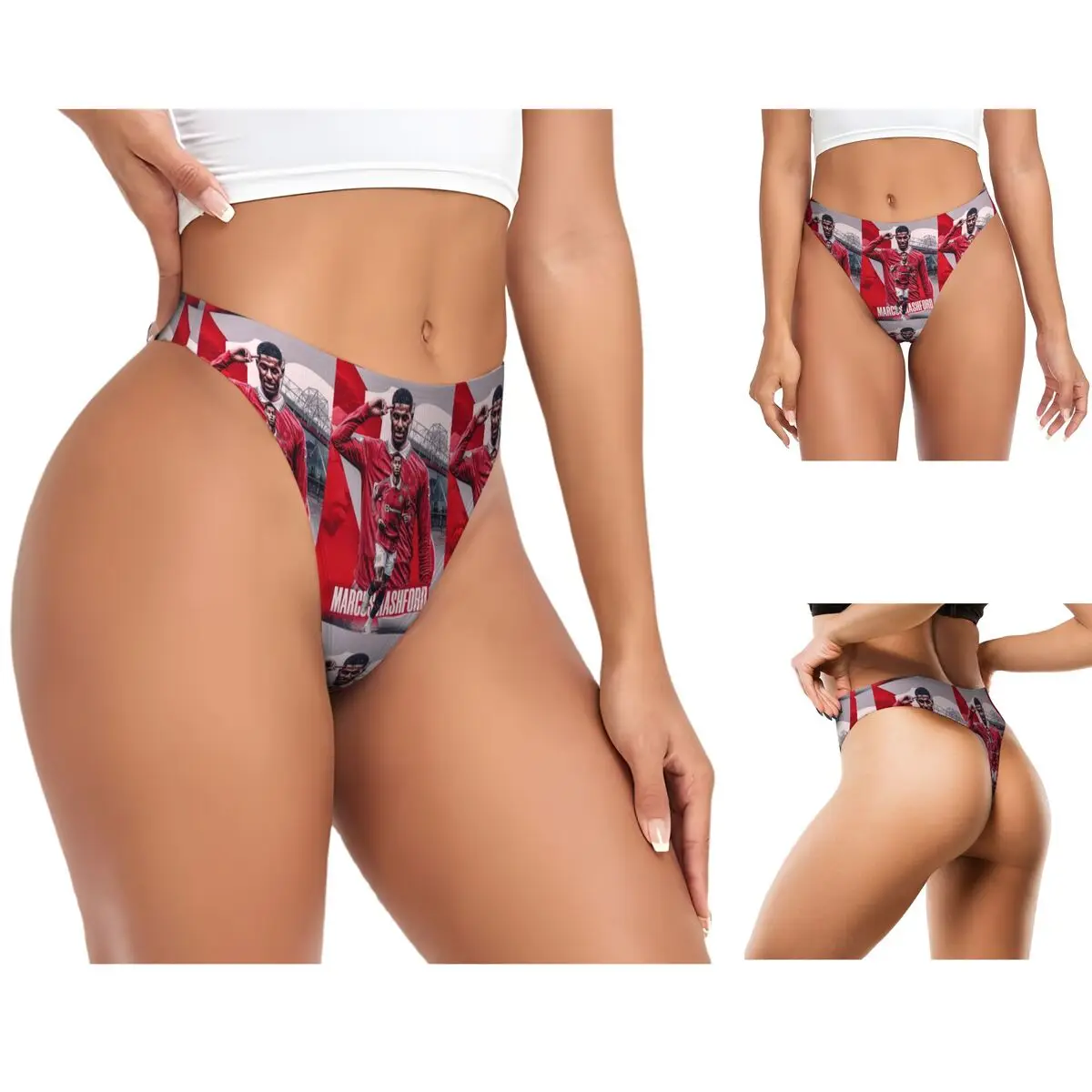 Custom Marcus Rashford New Goal Celebration G-string Panties Breathable Women Stretch Thongs Comfort Underwear