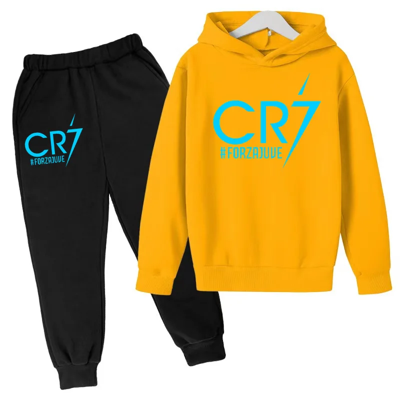 

Kids Fall/Winter Sweatshirt Hoodie 3-12Y Boys Girls Clothes Toddler CR7 Football Idol Print Top + Pants Sport Jogging Casual Set