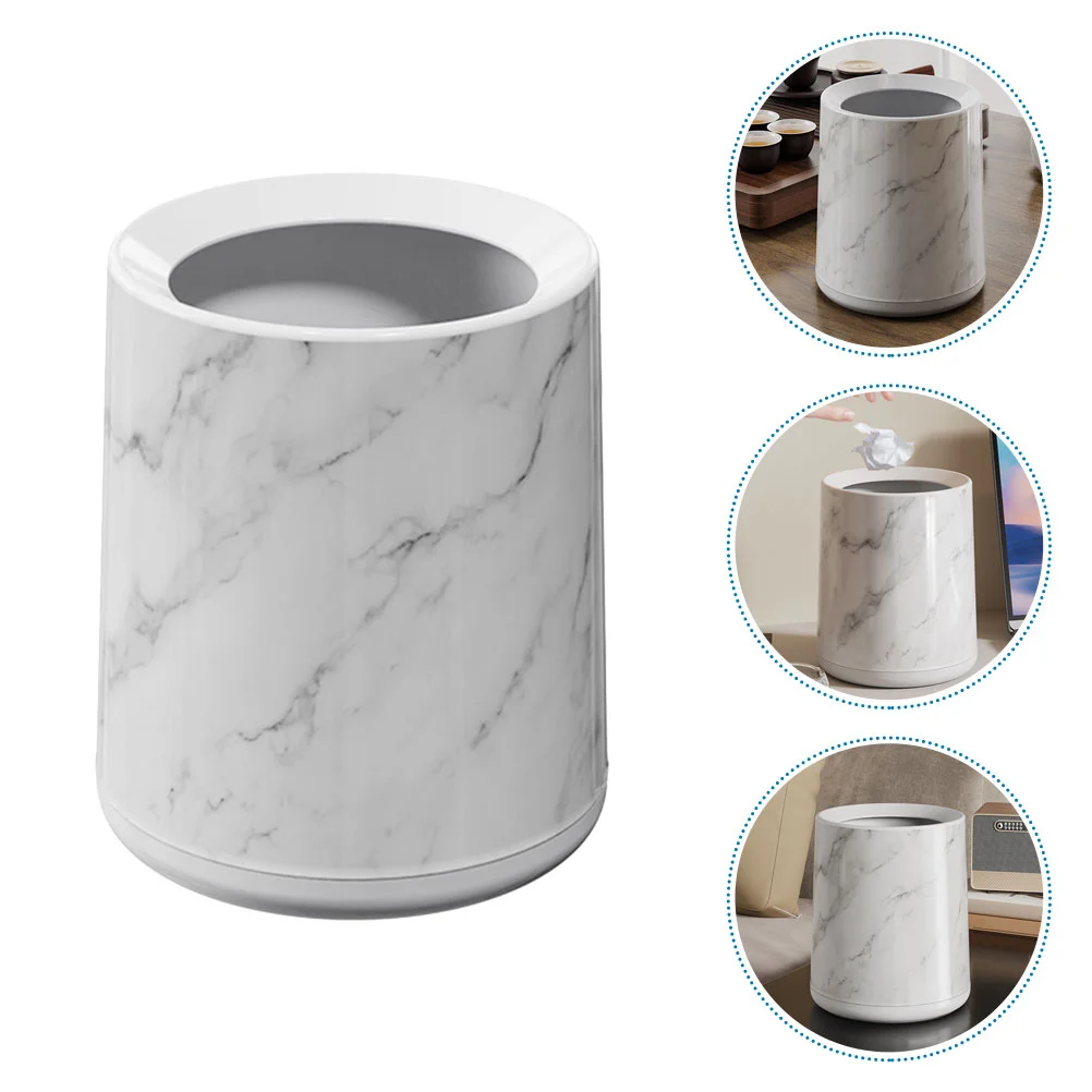 Marble Wastebasket For Bathroom Decorative Trash Can For Kitchen Bedroom Office And Restroom Cute Mini Trash Can For Desk