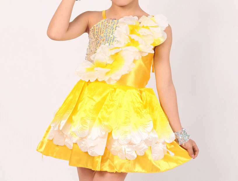 かわいい花フリンジ ステージ パフォーマンス ドレス用子供女の子競技社交サルサ ダンス衣装ラテン ダンス ドレス l031