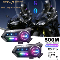 1/2pcs X3 Pro Motorcycle Helmet Intercom Wireless Bluetooth 6.0 headset FM Radio Intercomunicador For 2 Rider 500m Interphone